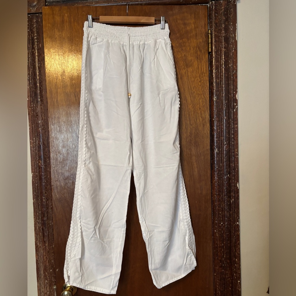 Seaspice White Smocked Waist Beach Pants XL